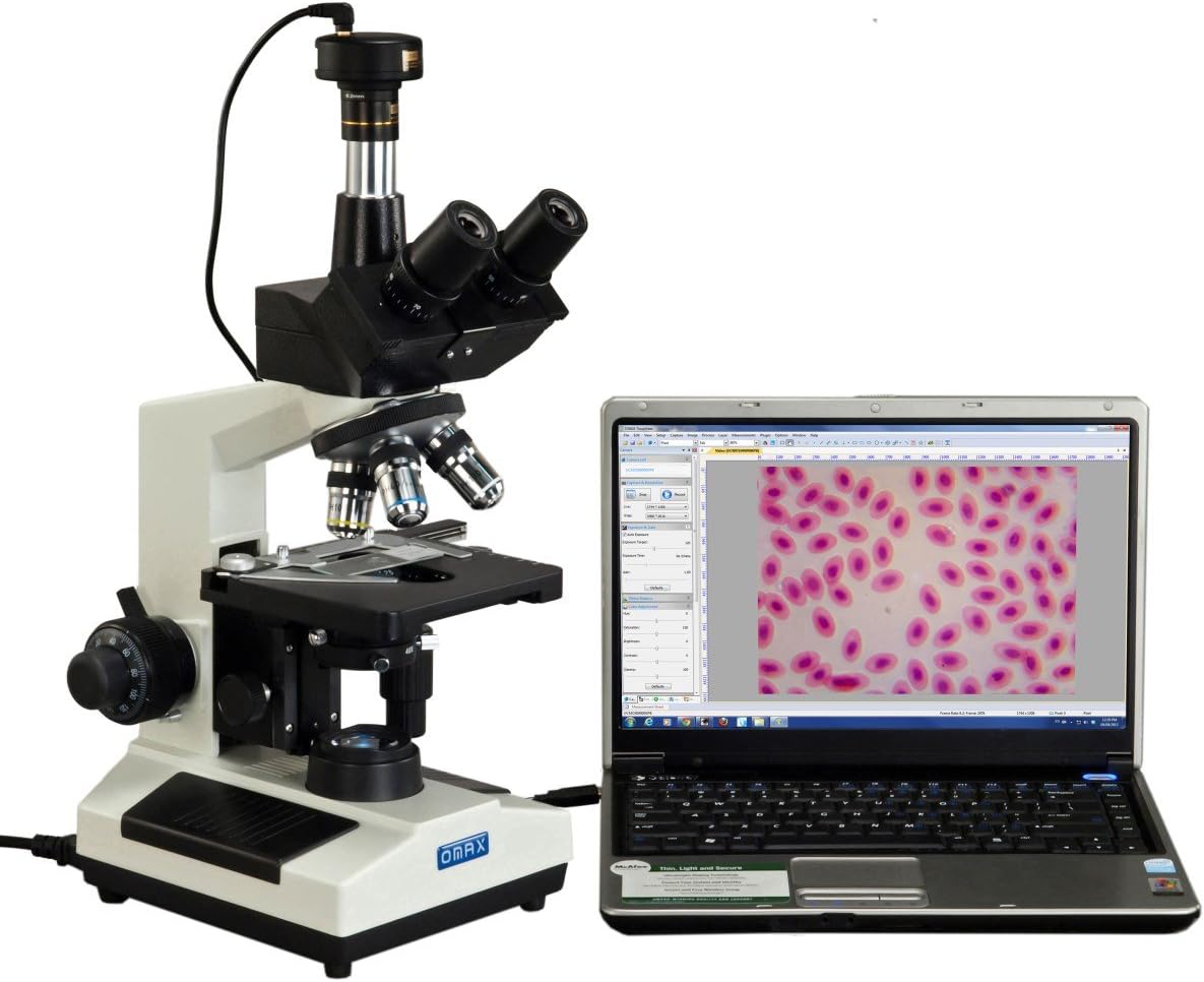 OMAX 40X-2500X Phase Contrast Trinocular LED Compound Microscope + 9MP USB Camera