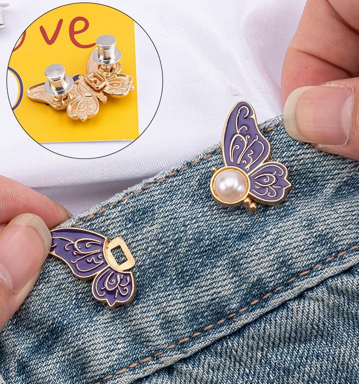8 Set Butterfly Pant Waist Tightener, Detachable Waist Buckle Extender, Buckle Clips for Loose Pants Skirts Jeans2