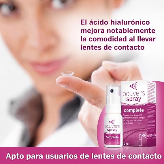 Ocuvers Complete Eye Spray with 0.3% Hyaluronic Acid, Liposomes, Aloe Vera, Vitamin B5 and Vitamin E - Dry Eye Spray - The Alternative to Eye Drops, 10ml