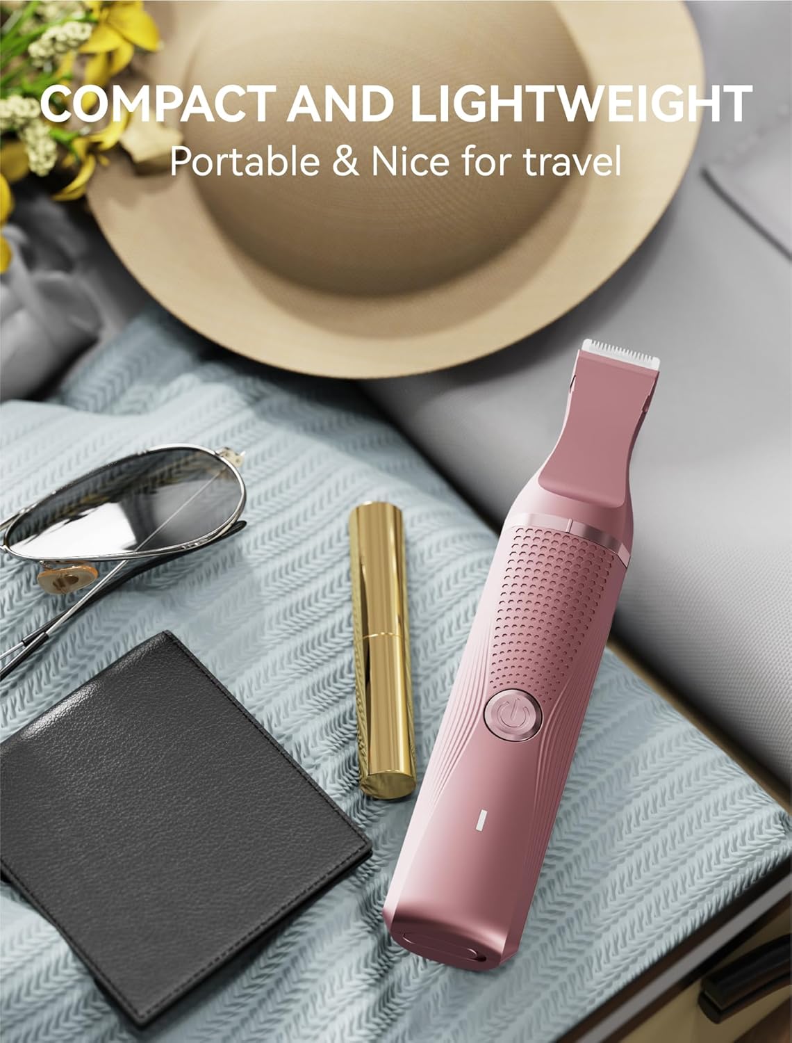 Unibono Pubic Hair Trimmer Women - Waterproof Bikini Trimmer, Rechargeable 3-in-1 Electric Razor, Personal Trimmer Groomer for Body Hair, Cordless Lady Shaver for Legs, Underarms, Face (Rose Gold)