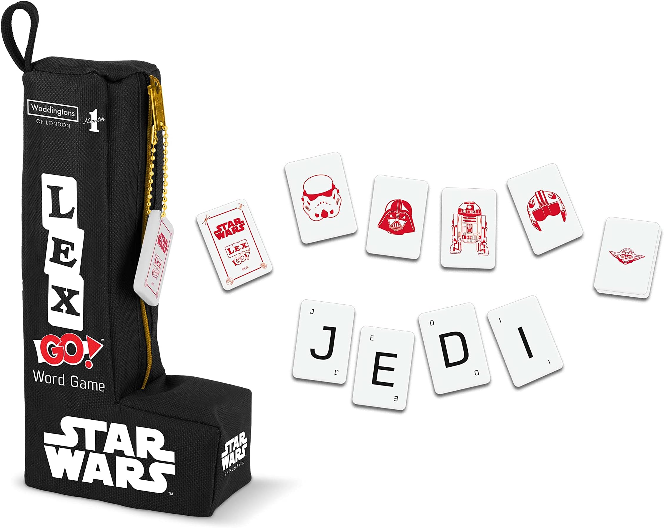 – Waddingtons Number 1 Star Wars Lex-GO! World Tile Game, join Yoda, R2D2 and Darth Vader to create crosswords and anagrams with a Star Wars twist, educational travel game for players aged 8 plus