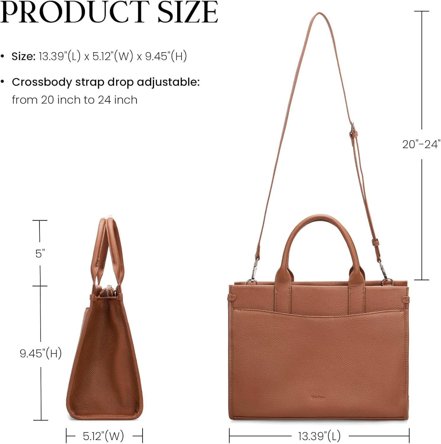 befen Genuine Leather Tote Bag for Women Satchel Crossbody Bags with Top-handle Womens Purse Handbags with Zipper and Staps - Image 6