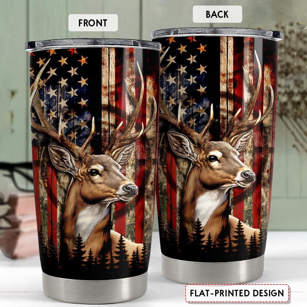SANDJEST Hunting Tumbler 20oz Deer Hunting Gifts for Men Hunters Cup Stainless Steel Insulated Tumblers Coffee Travel Mug Hunter Gift for Birthday Christmas - Image 2