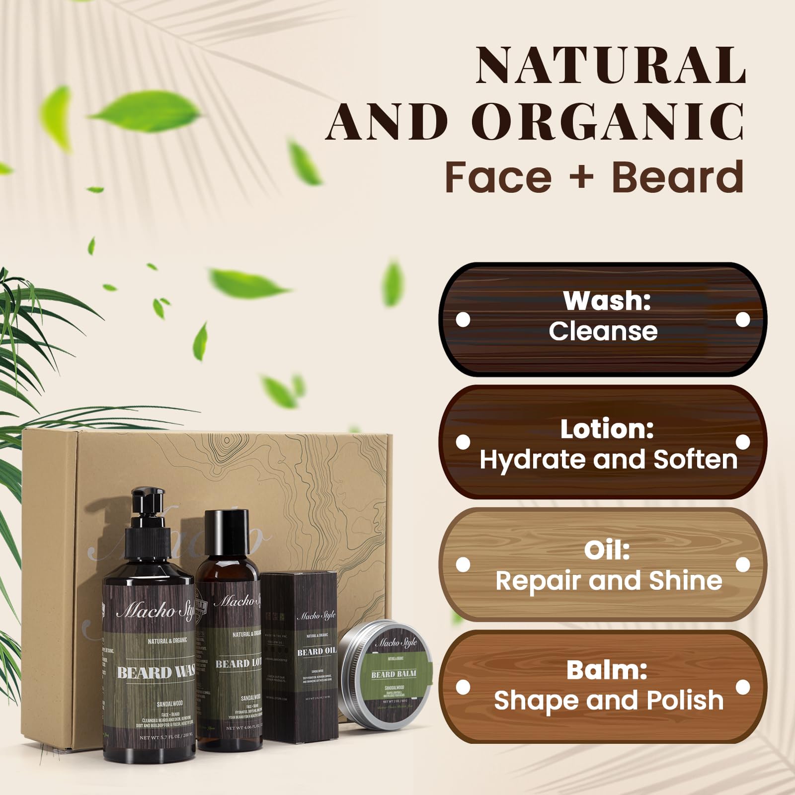 Macho Style Beard Grooming Set, March Gift, Spring grooming, Outdoor beard care, Easter gift, Beard shaping, Sensitive skin beard care