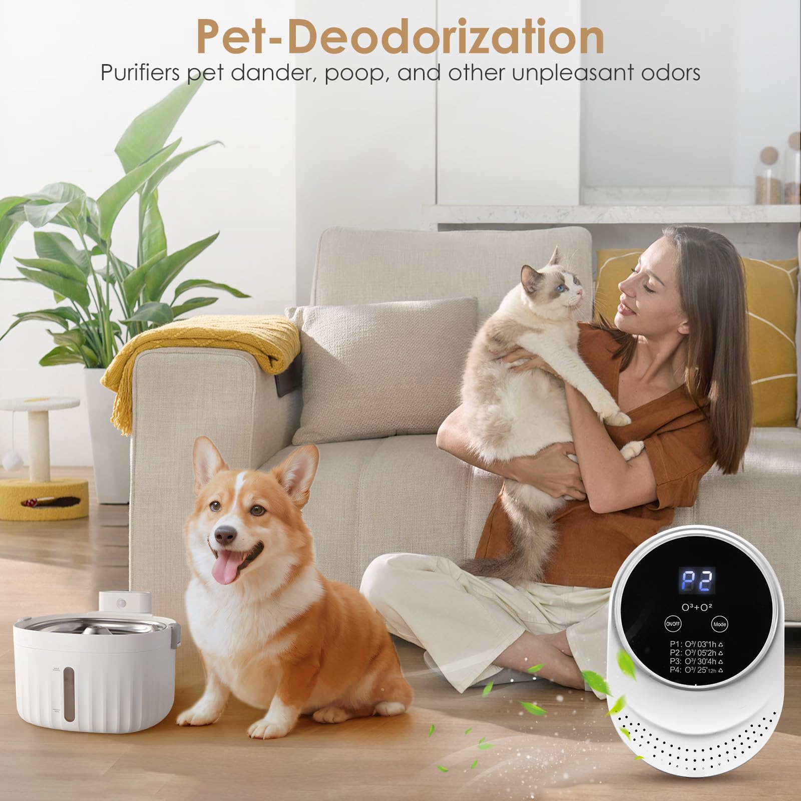 Desodorizador de arena para gatos, purificador de aire para 99% de caca de perro, ionizadores de aire con enchufe para el hogar, inodoro, cocina, mascotas, casa, coche, purificador de aire