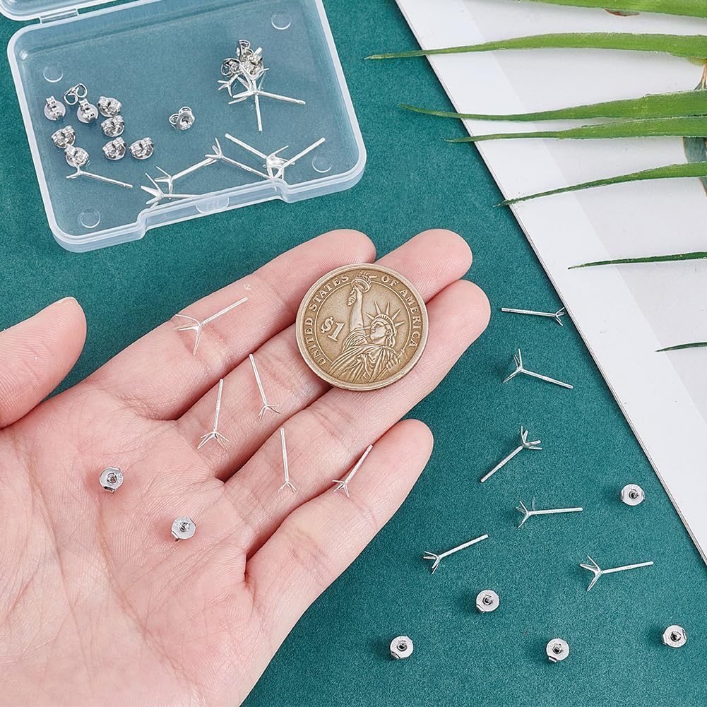 Perni Per Orecchini In Argento 925 - Set Da 10 Coppie Con Design A 4 Artigli Per Creazioni Gioielli Fai Da Te - Foto 6