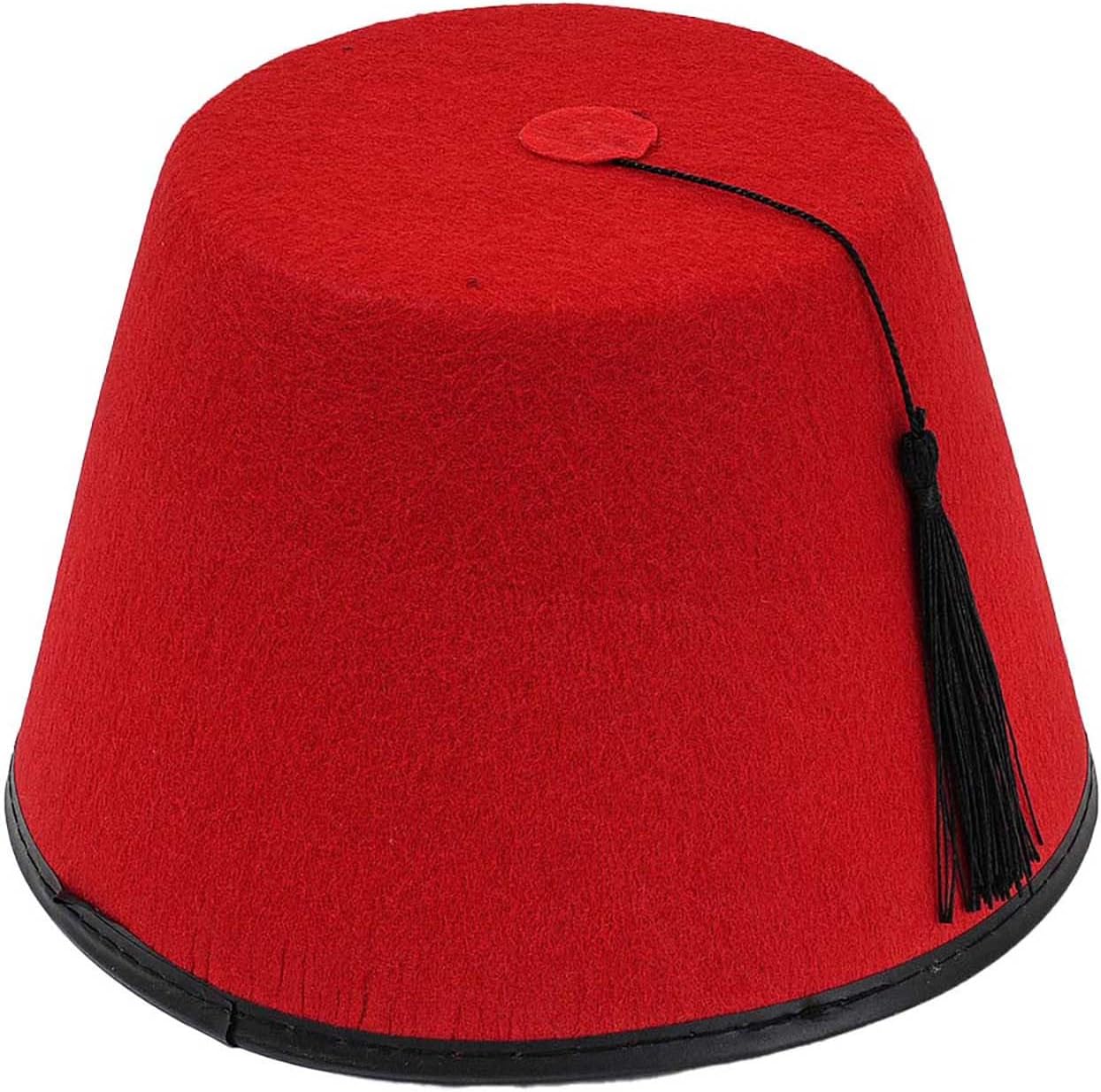 iiniimArabian Moroccan Bellhop Hat Felt Turkish Fez Hat Halloween Cosplay Fancy Dress