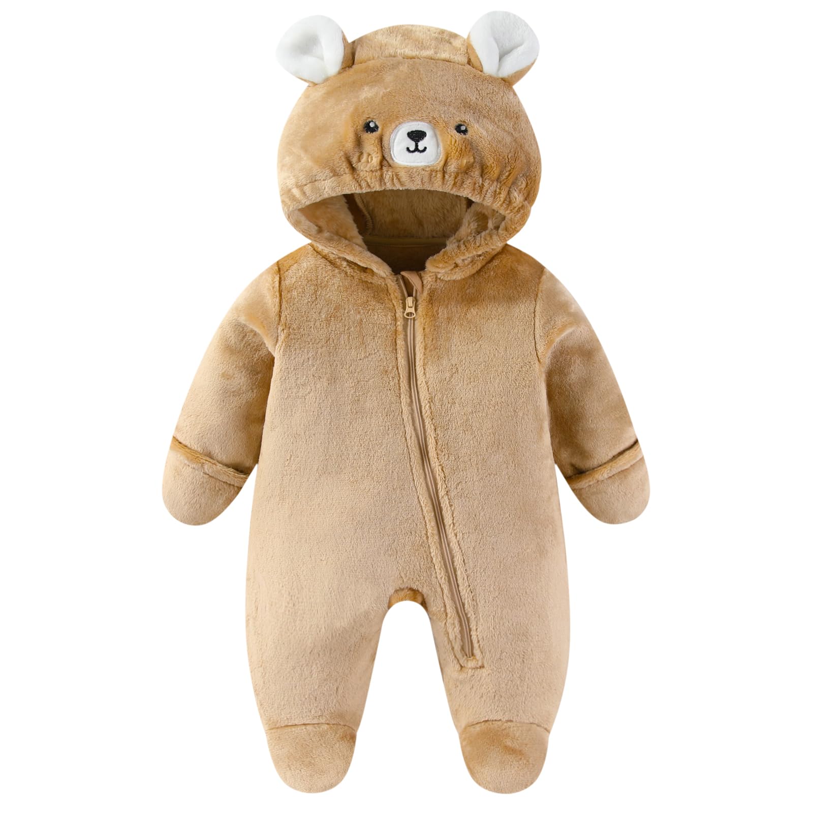 WYTbaby Combinaison de neige en polaire chaude pour bébé - Grenouillère à capuche pour nouveau-né garçons et filles de 0 à 12 mois