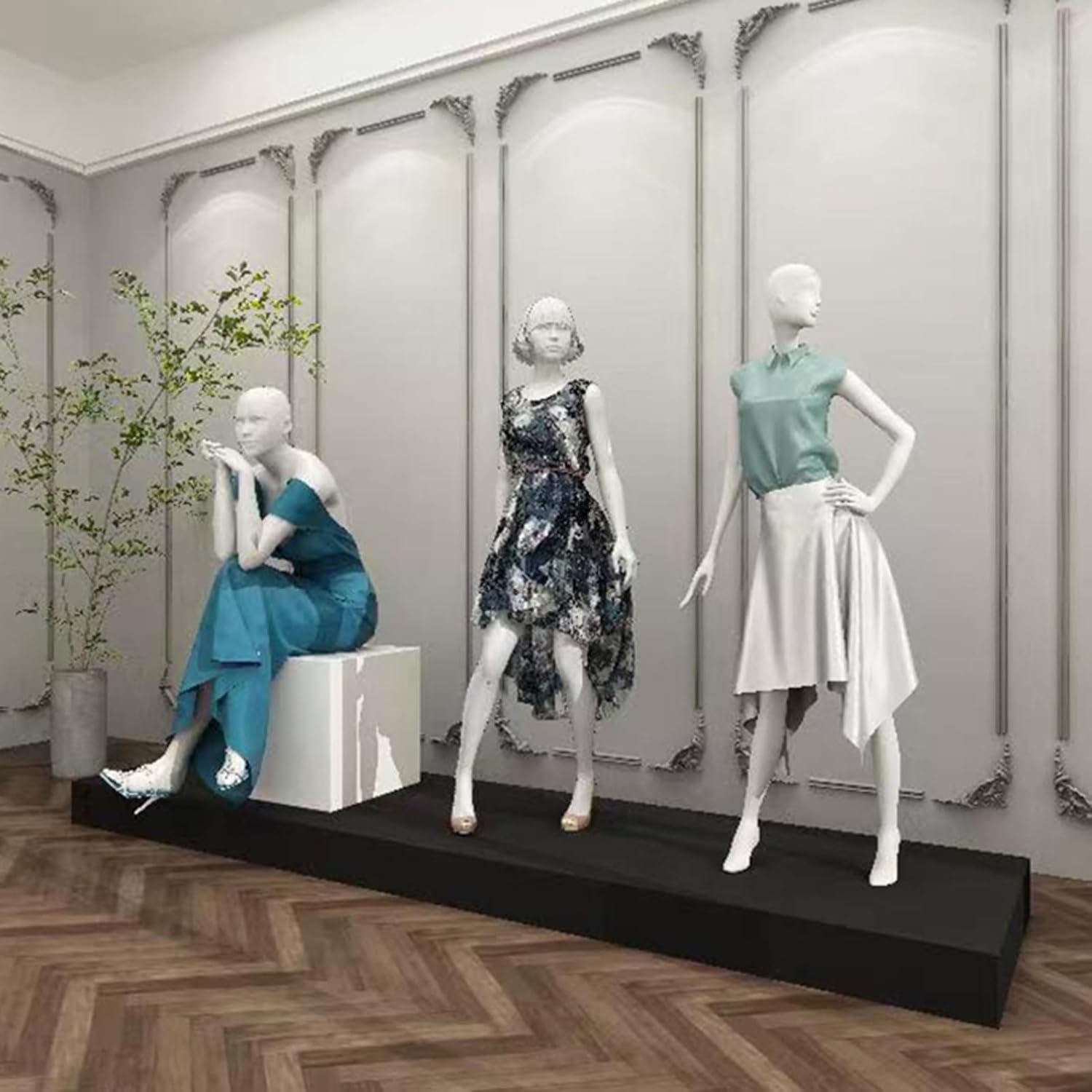 Black Square Pedestal Stand - 100x50x10cm Display Base for Bridal Shops, Events, Clothing Showcases, Wedding Props & Model Exhibits - Sturdy & Stylish Plinth Table