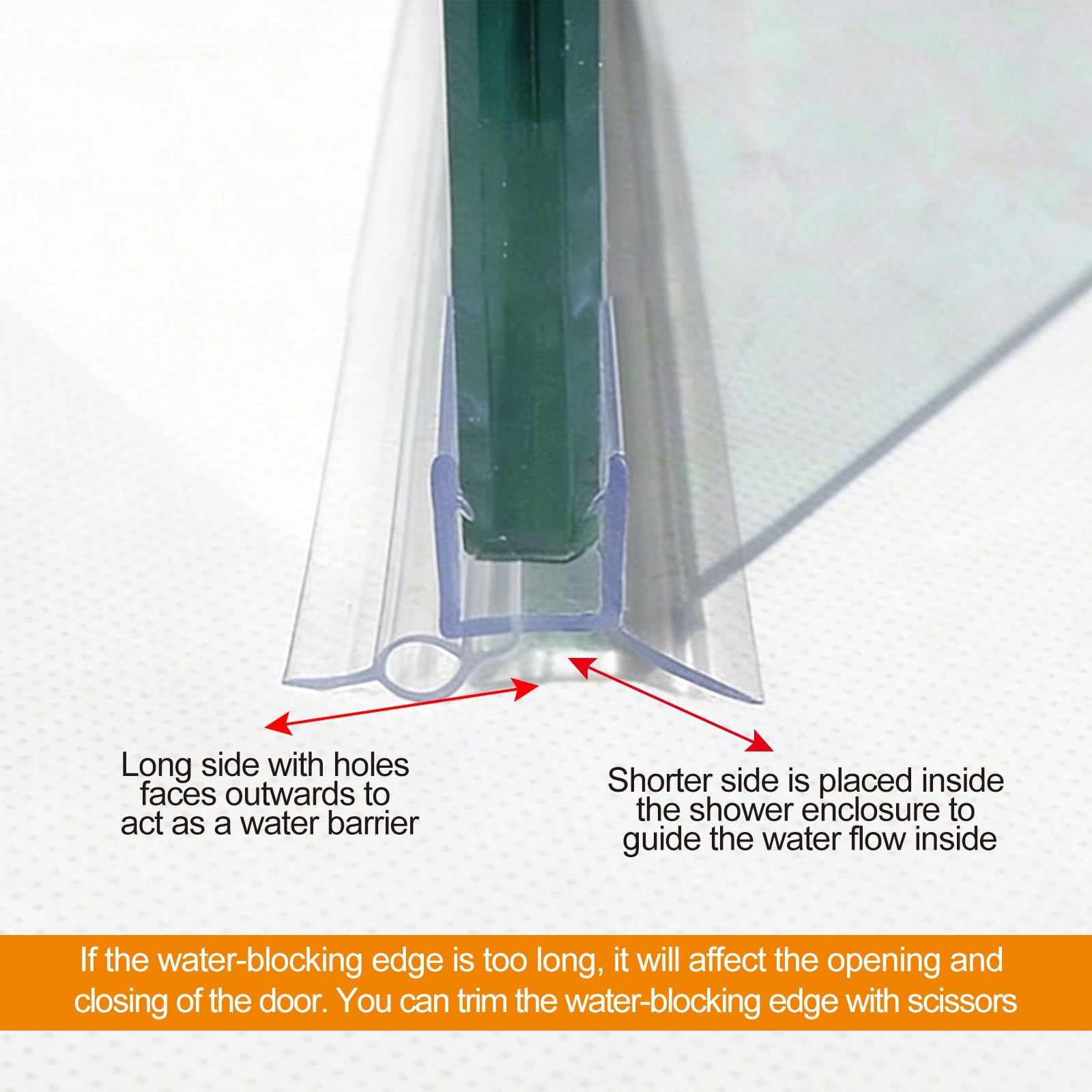 Goma Mampara Ducha Inferior, Junta Mampara Ducha, 2 Burletes Para Puertas de Ducha de Vidrio de 6-12 mm, Evita Fugas de Agua y Crea Una Barrera Contra El Agua(8mm-200cm/78.7in)