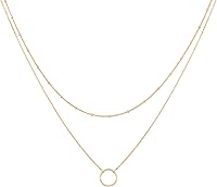 MEVECCO Layered Heart Necklace: Handmade 18K Gold Plated Dainty Double Layer Choker with Arrow Bar for Women