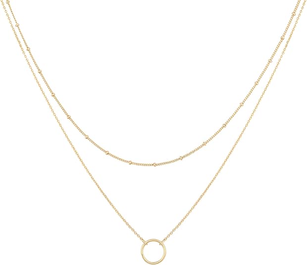 18k Gold Plated Layered Circle Necklace