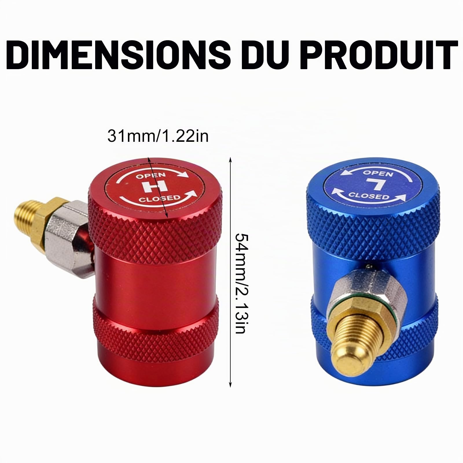 PORFOYO 2 pièces R1234yf raccord rapide, adaptateur de connexion de service de climatisation, adaptateur de port de service de climatisation professionnel, cuivre Adaptateur R1234yf durable pour