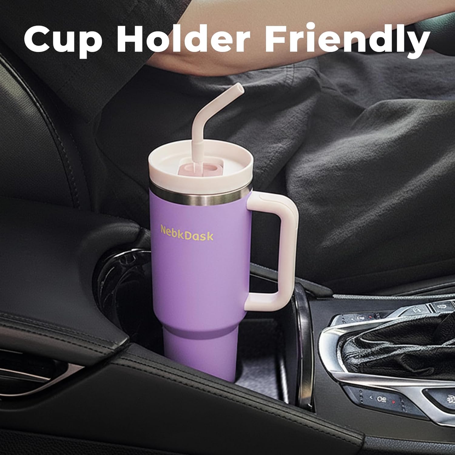 40 oz Tumbler with Handle and Straw - Insulated Stainless Steel Travel Mug, Cup Holder Friendly Water Bottle Extra Large Double Wall Coffee Thermos,Dishwasher Safe,BPA Free(Cream White) - Image 9