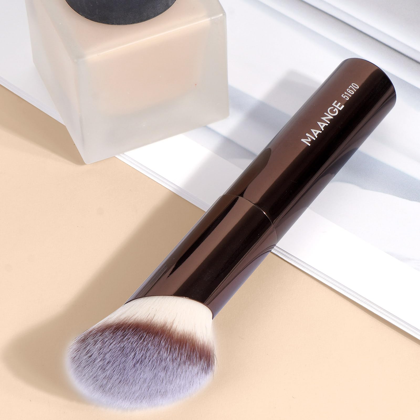 MAANGE Set di 3 pennelli per fondotinta, kabuki, a doppia estremità, pennelli per contouring, per cipria liquida, correttore, crema, cosmetici, miscelazione, fard, lucidatura, strumenti per il trucco