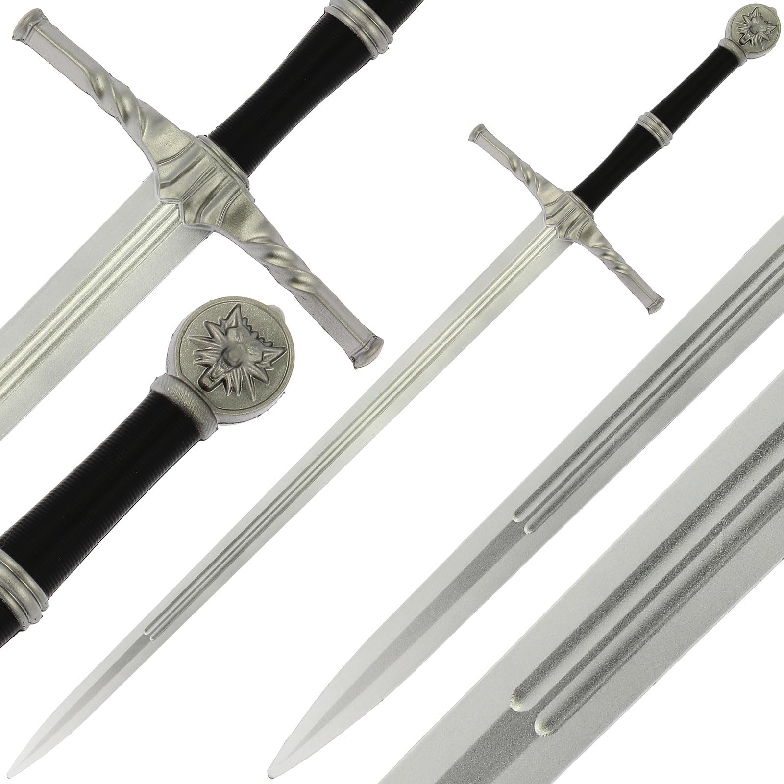 Witcher Foam Swords Silver & Steel Style Geralt Cosplay Halloween Costume PU Great Sword Medieval LARP Knight Toy (Style Sword 2)