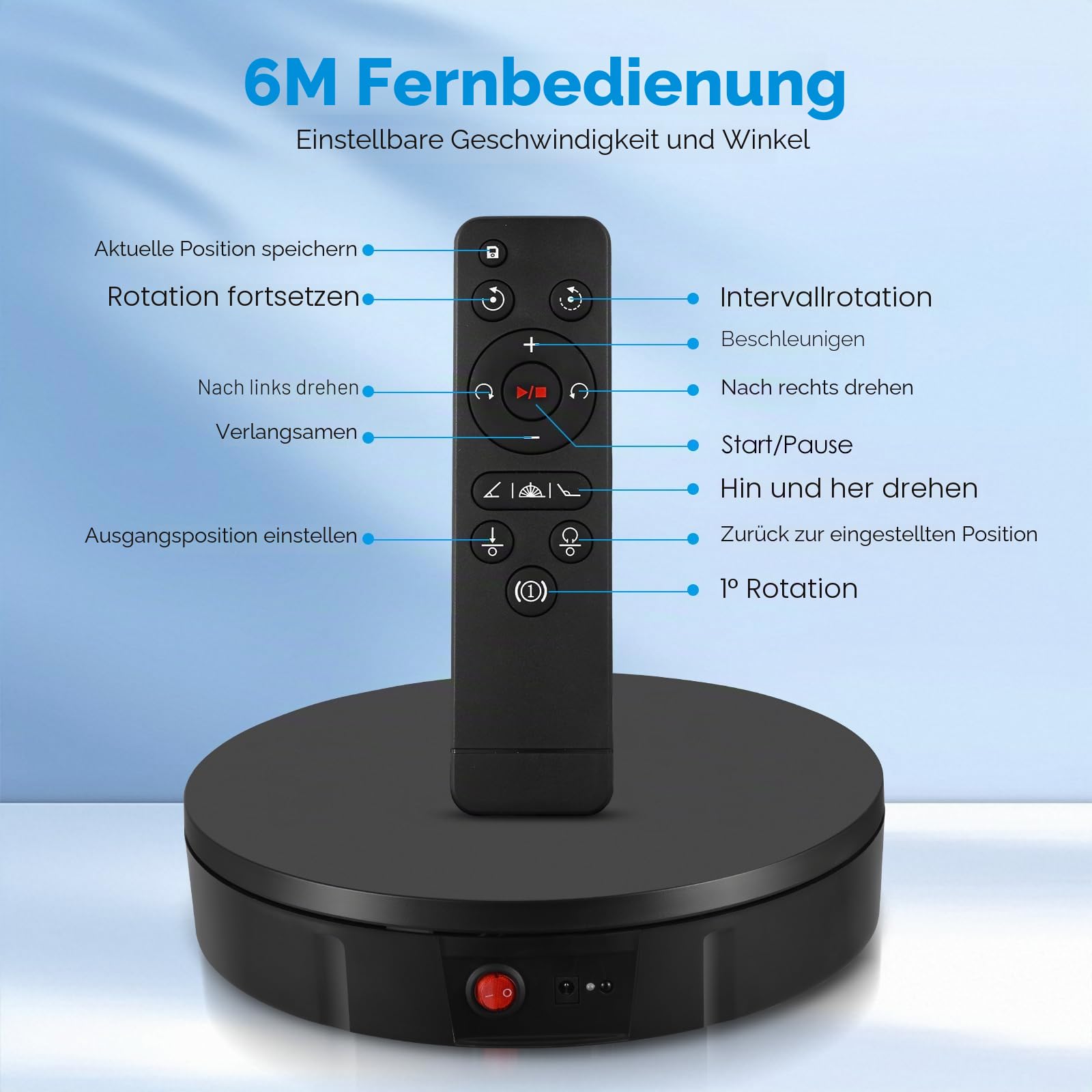 Elektrischer Drehteller, 100KG 30CM Drehscheibe Elektrisch, Elektrischer Drehteller mit Fernbedienung Einstellbare Geschwindigkeitsrichtung Mit 5-Farbiger Hintergrundtafel für Fotografie