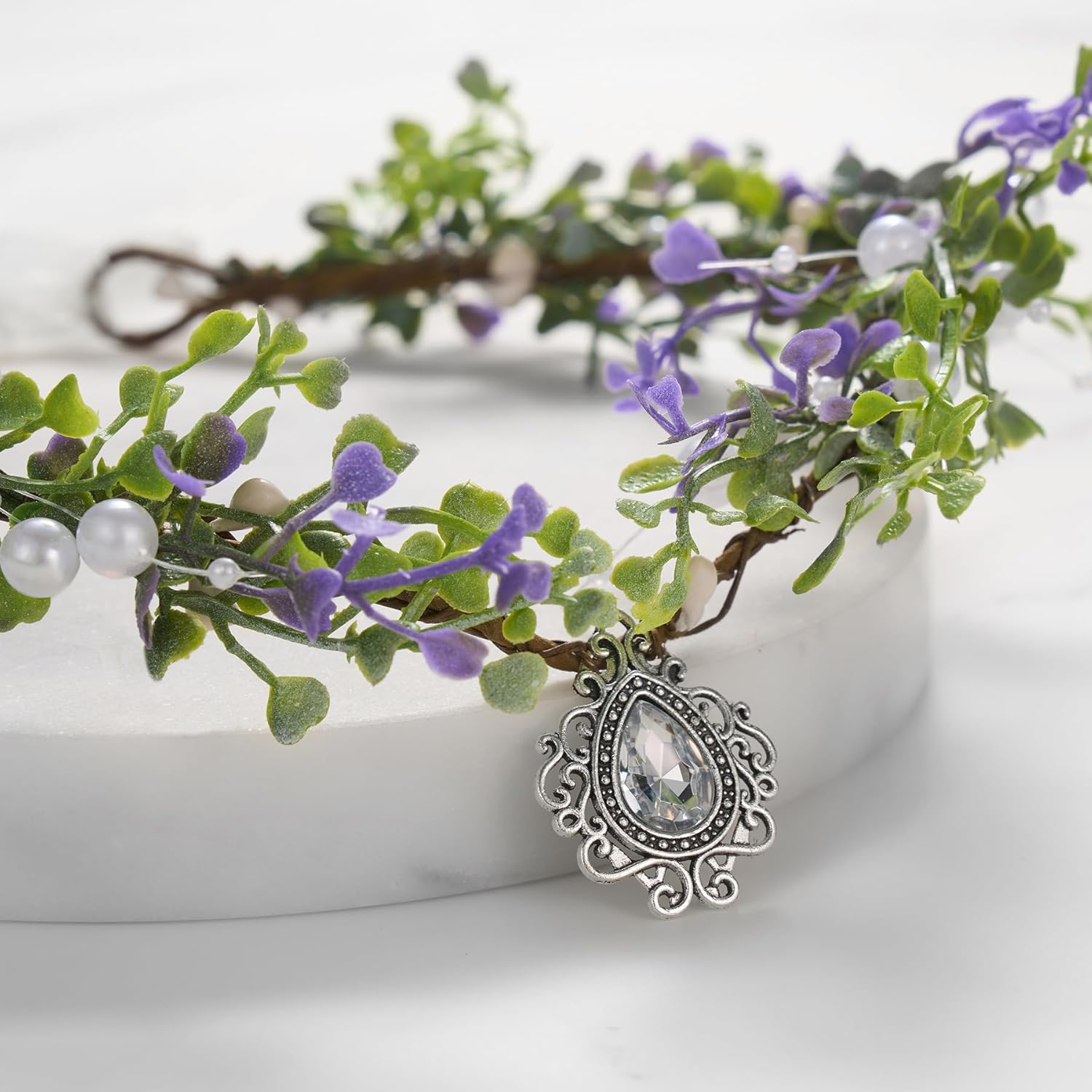 SWEETV Fairy Flower Leaf Crowns for Women Elven Princess Tiara Elf Headpiece for Cosplay Halloween Costume Photoshoot Wedding - Image 7