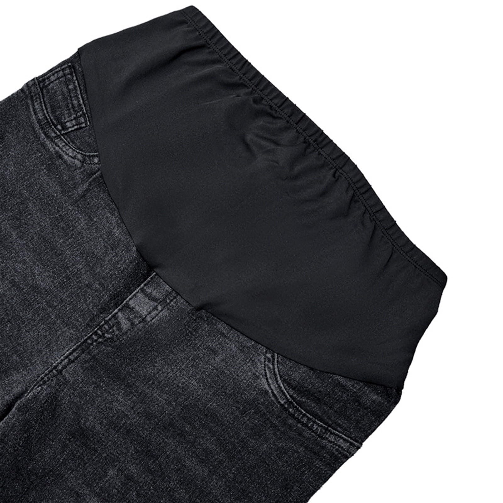 Generisch Lot de 2 jeans de maternité, taille haute, pantalon ventral et hanches, pantalon de grossesse extensible confortable pour femme, pantalon capri décontracté pour le travail