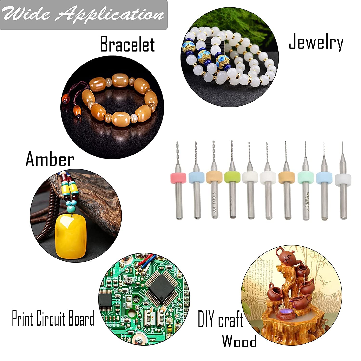 30 pezzi Punte da PCB Micro,Mini Trapano 0,3/0,4/0,5/0,6/0,7/0,8/0,9/1/1,1/1,2 mm Punta Twist Bits per Circuiti Stampati,Ambra,Cera d'api,Plastica,Gioielleria,Incisione