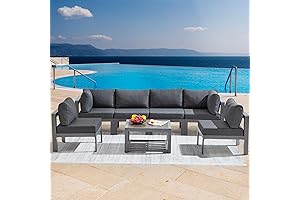 7 Piece Luxury Modern Patio Furniture Outdoor Set, Transitional Sectional Aluminum Frame...