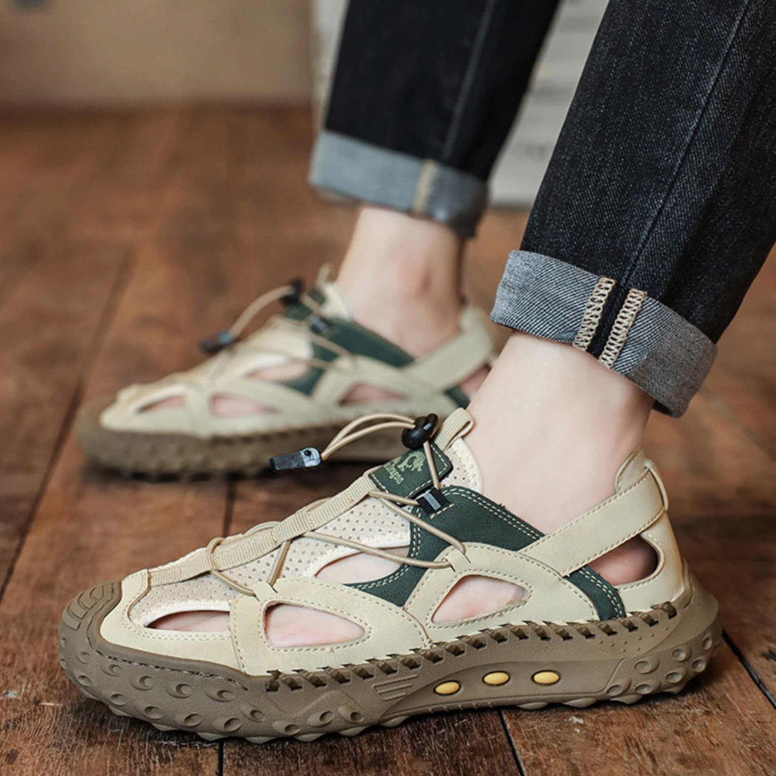 ENEN Sandales Randonnée Homme Bout Fermé, Sandales de Marche Homme Bout Fermé Extérieur 39-48 EU Chaussures de Randonnée Trekking Ete Antidérapante Chaussures d'Eau Plage Respirantes