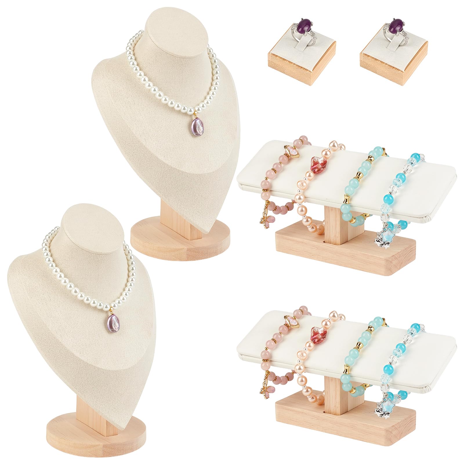 6 présentoir à Bijoux en Bois Organisateur de Bijoux