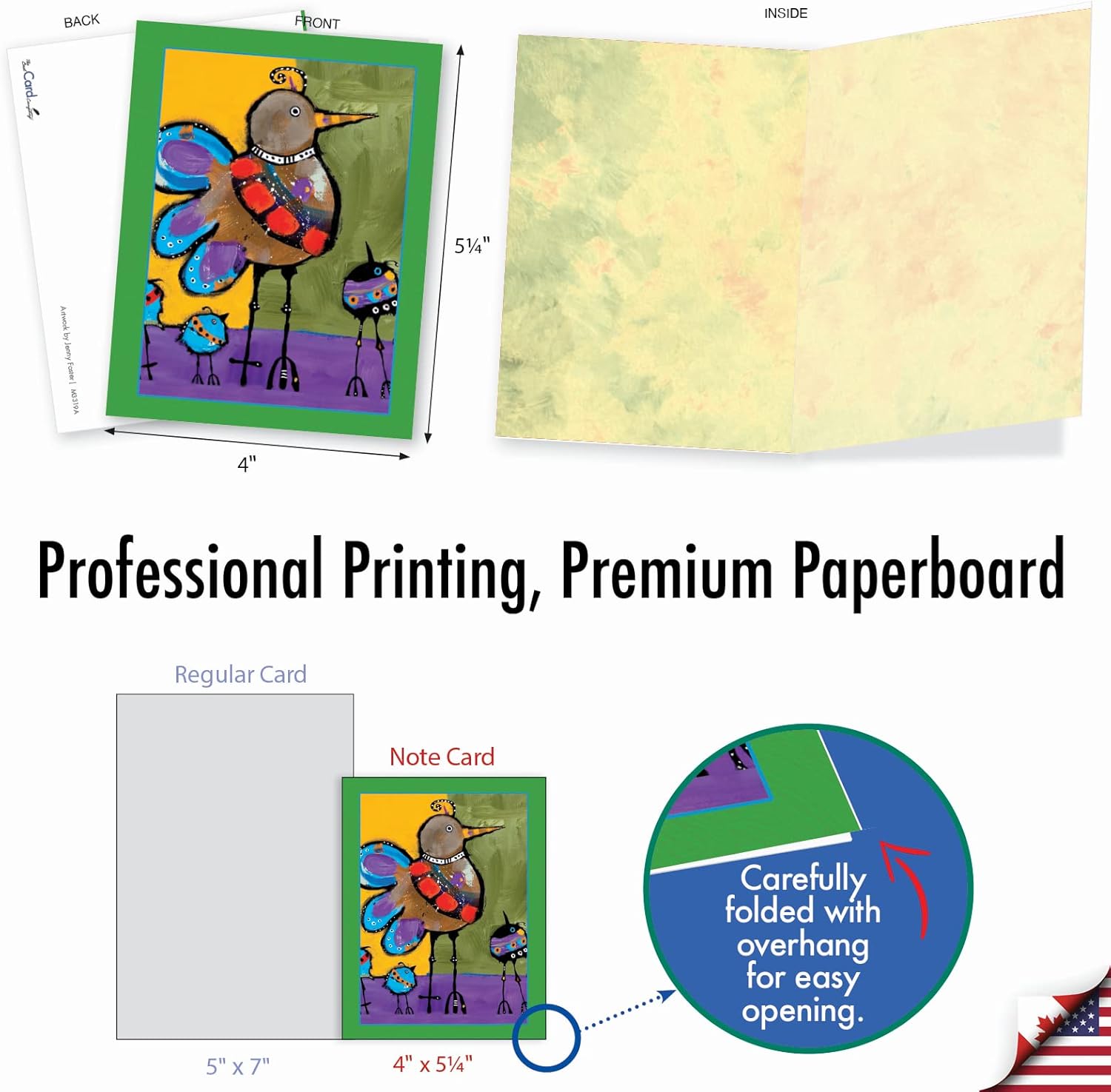 The Best Card Company - 10 Assorted Blank All Occasions Notecards Bulk Box Set 4 x 5.12 Inch with Envelopes (10 Designs, 1 Each) - Bohemian Birds M3319 - Image 2