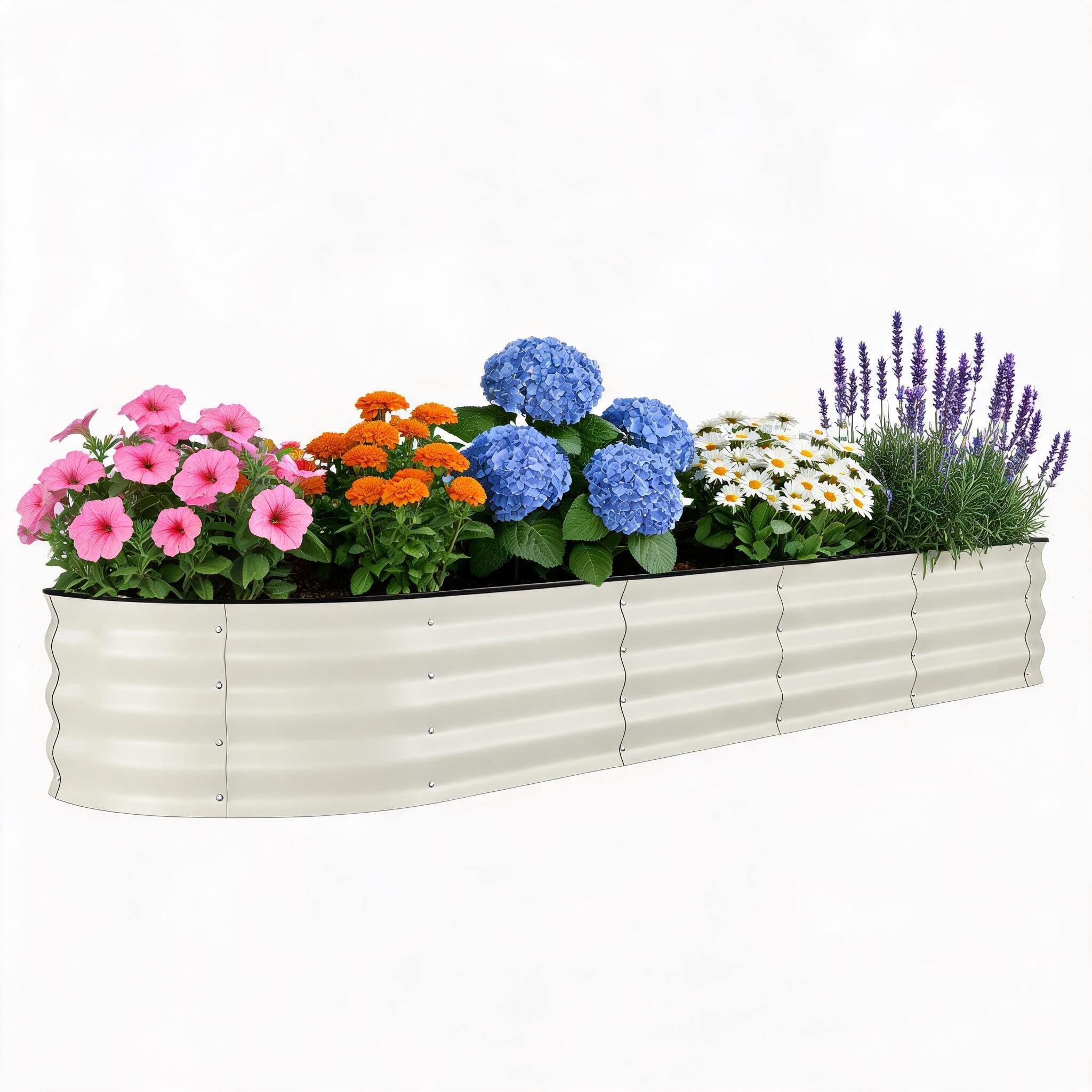 Cachpib Raised Garden Bed, Galvanized Steel Outdoor Planter Box, Bottomless Raised Bed for Growing Outdoor Plants, Vegetables, Flowers and Herbs