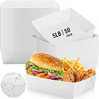 Vista 10 de Uiifan 50 bandejas de papel extragrandes negras de 5 libras desechables para comida, barco, nachos, bandeja para servir aperitivos, resistente a