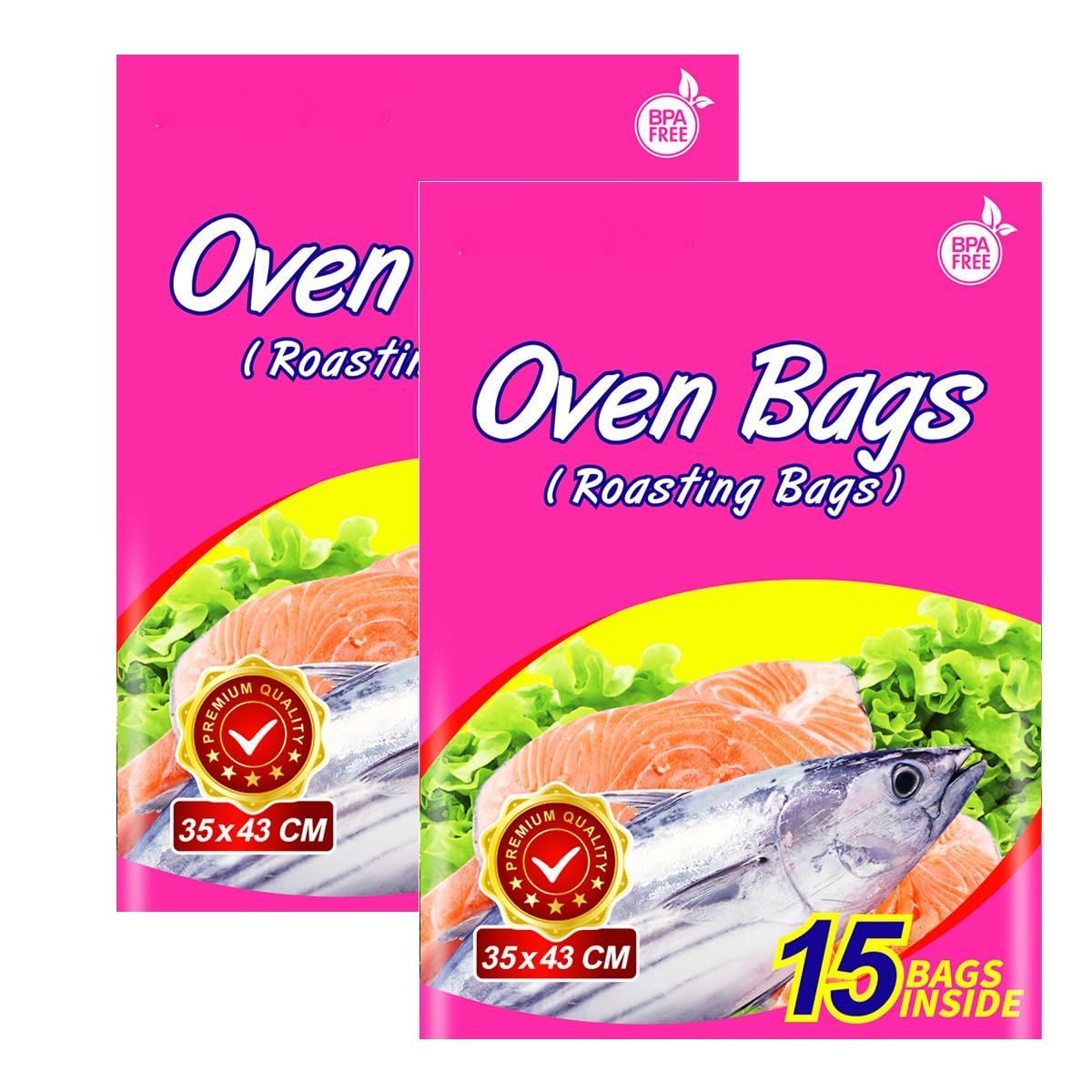 Newkobag Rose 30×Roasting Oven Bags, Cooking Roasting Bags Medium Size For Meats Chicken Fish Vegetables (2Pack, 35 X 43 Cm)