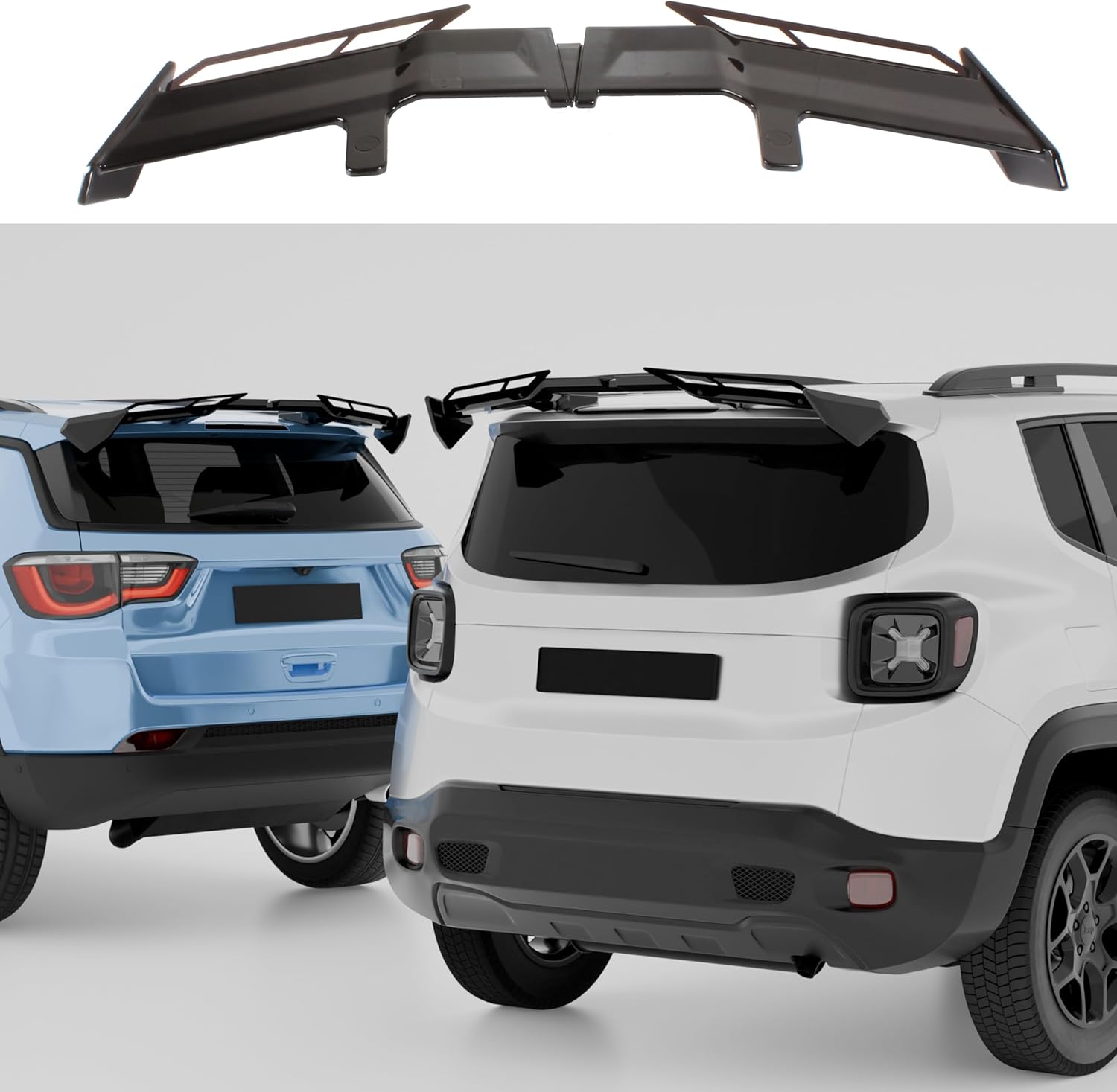 Rear Window Roof Spoiler Wing Gloss Black Compatible with for Jeep Renegade Compass All Models All Years