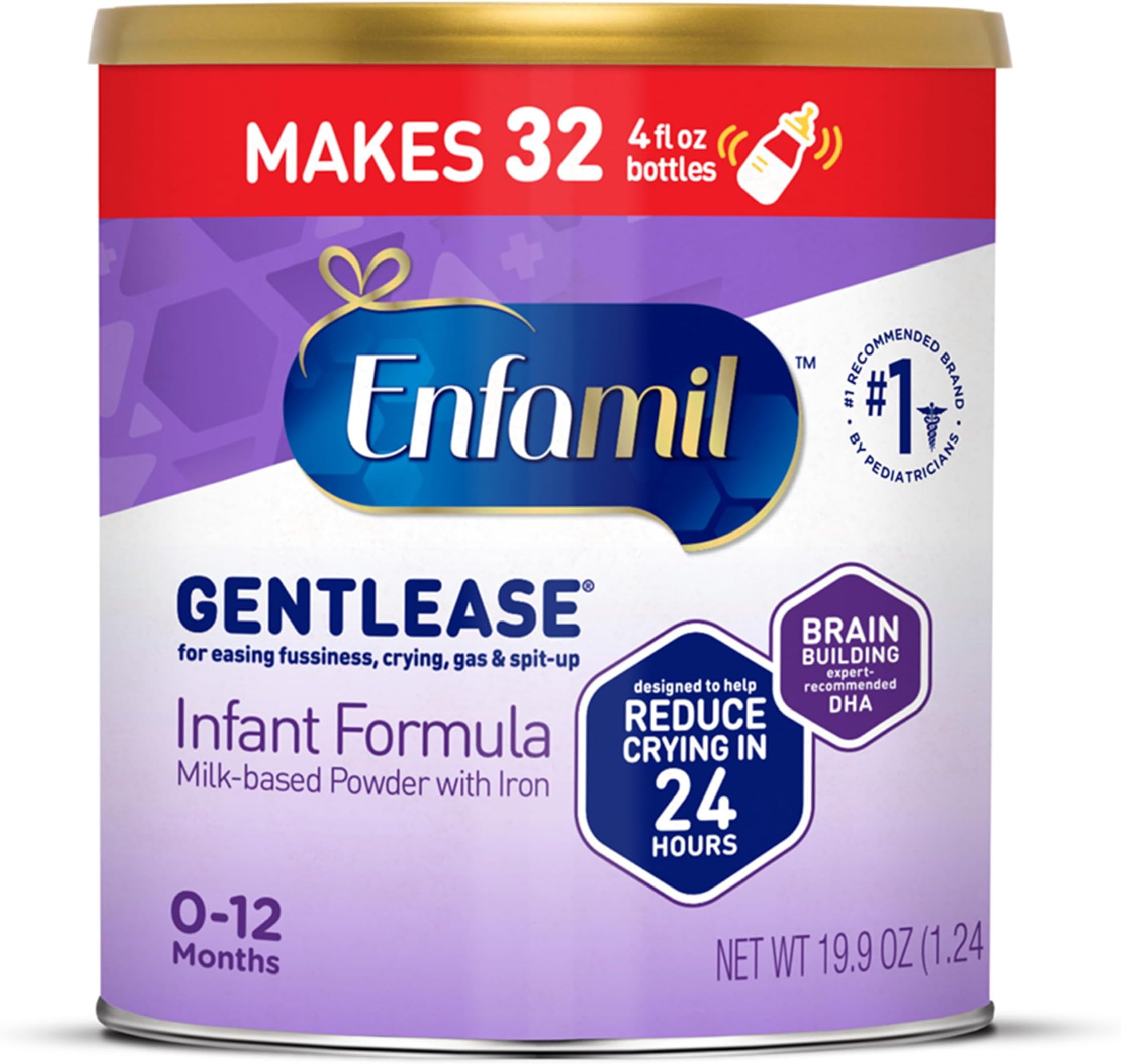 Gentlease Easy to Digest Baby Formula, Brain Supporting DHA, for easing Fussiness, Gas, Crying and Spit-up, 19.9 Oz Can