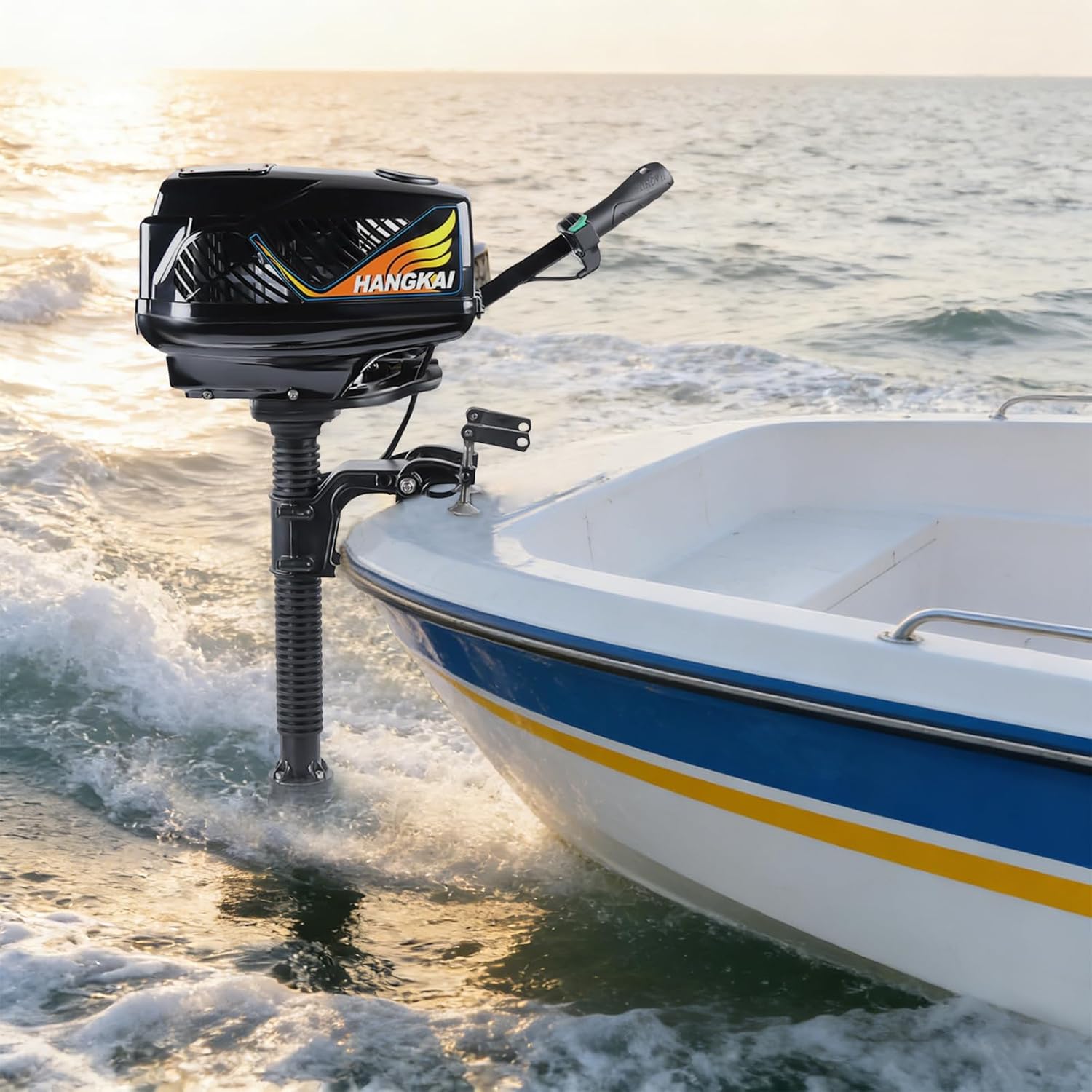 Electric Outboard Engine, 4HP 1000W strong power Heavy Duty Outboard Trolling Motor, 48V 4.0Jet Pure Copper Brushless Motor, 3000-3700rpm Adjustable Speed, 551Lbs Powerful Thrust Short Shaft