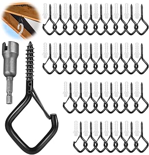 35 Pieces Black Screw Hooks Wall Hooks
