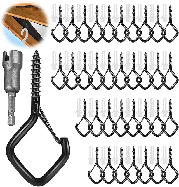 Ganci a Vite in Acciaio Inossidabile con Sicurezza - 35 Pezzi Nero per Appendere Oggetti