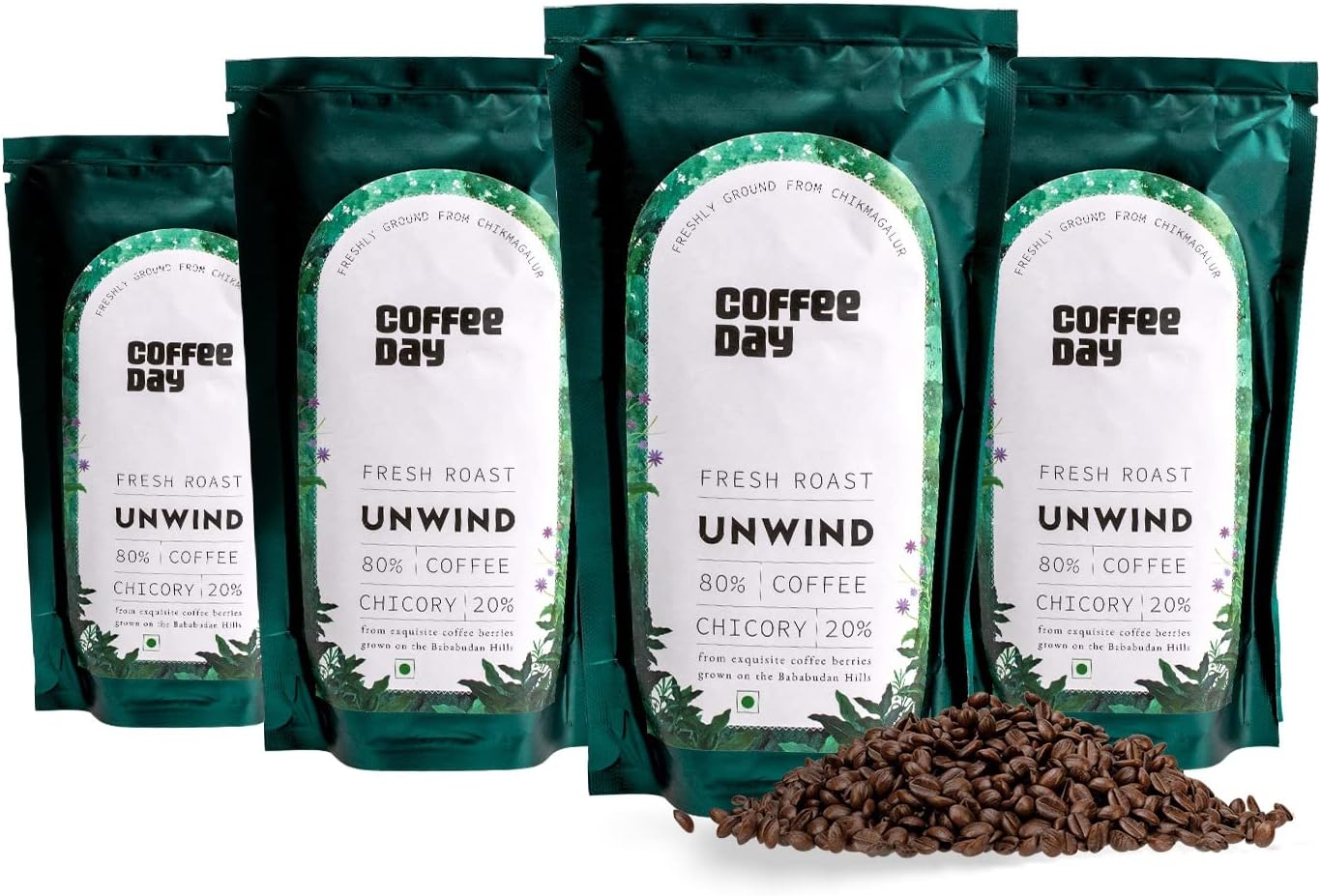 Cafe Coffee Day Unwind 200 Gm Each (Pack Of 4)| Filter Coffee Powder | 80% Coffee & 20% Chicory, Medium To Dark Roast | From Chikmagalur Estates Packet