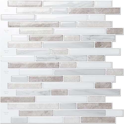 LONGKING Protector contra salpicaduras de mármol despegable y adhesivo de 10 hojas para cocina, protector contra salpicaduras de azulejos
