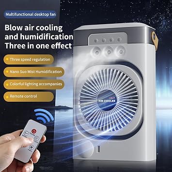 Personal Fan - Air Conditioner Fan | Personal Air Conditioner, Table Wind Circulator 3 Speeds Adjustable, 7-Color Night Light, Desk Humidifier For Cubicle Accessories