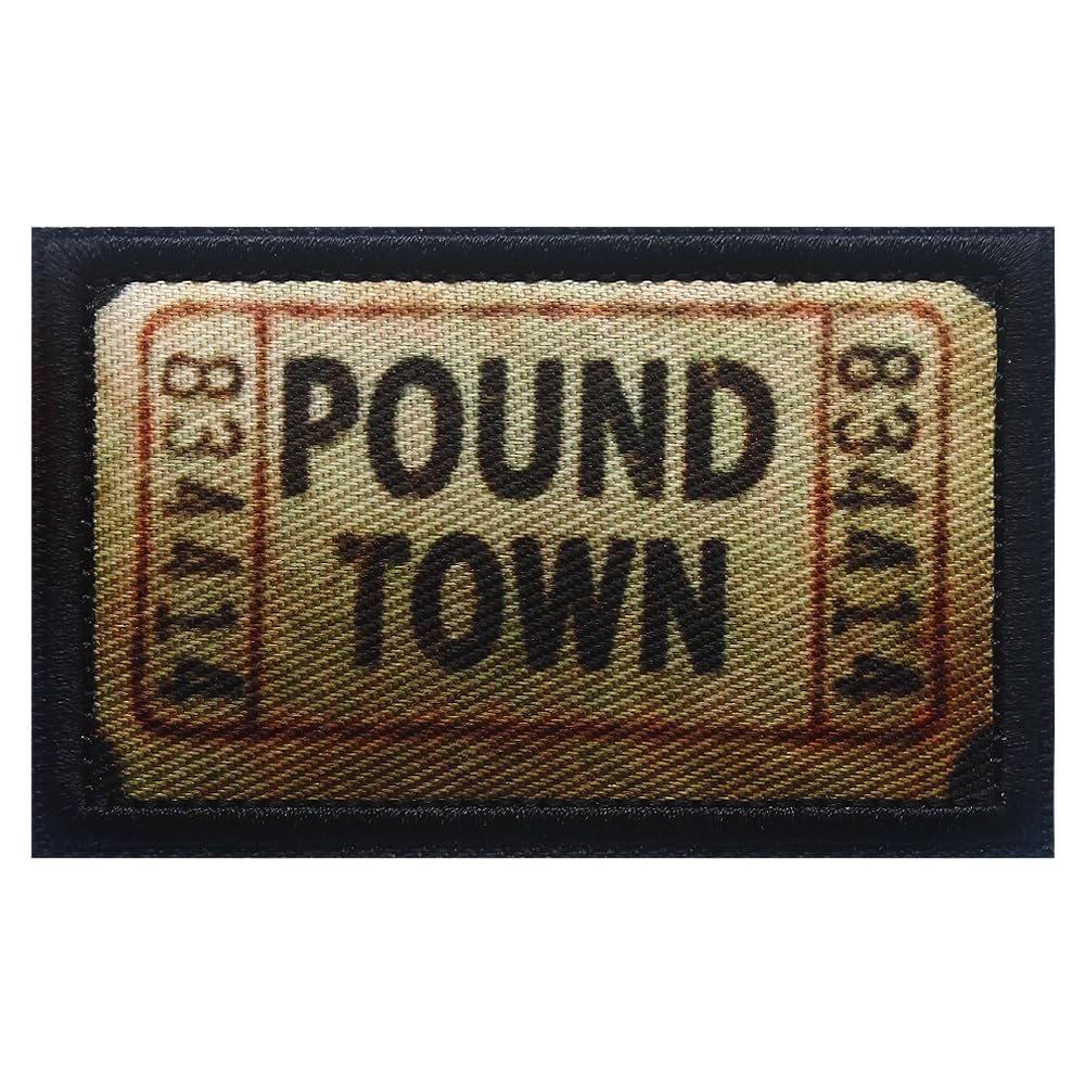 Pound Town Printed Patch 2x3.1 Inches Hook & Loop Funny Stickers Applique for Hats Shirts Jackets Backpacks Vests Jeans (Pound Town)