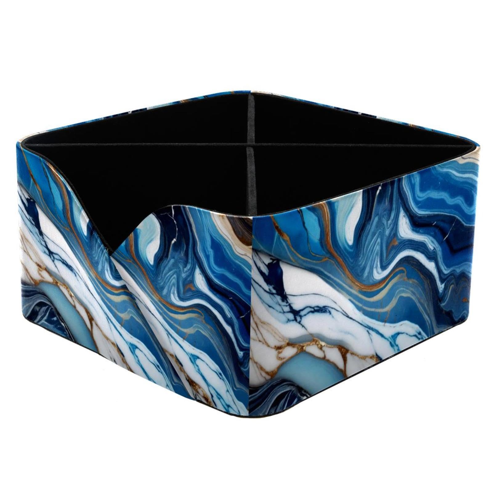 Organisateur de bureau effet marbre bleu, pot de rangement haut de gamme