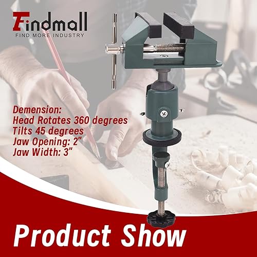 Vista 3 de findmall Tornillo de mesa universal giratorio de aluminio de 3 pulgadas, giro de 360 grados, apto para sostener piezas pequeñas en joyería, hobby