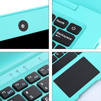 Portable 10.1 Inch Online Learning Computer Laptop Windows 10 OS Preinstalled Quad Core 32GB Netbook HDMI Webcam Office Netflix YouTube (Blue)