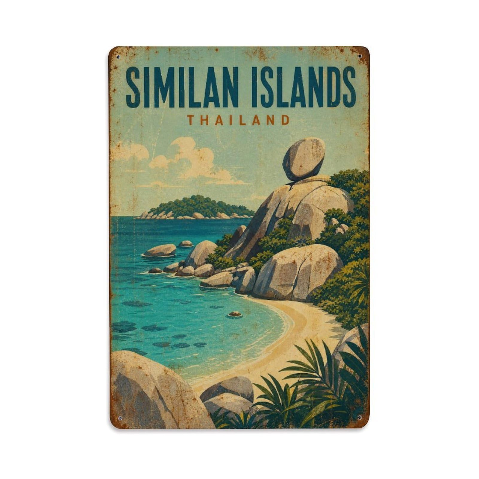 Metal Tin Sign Retro Travel Thailand Similan Islands