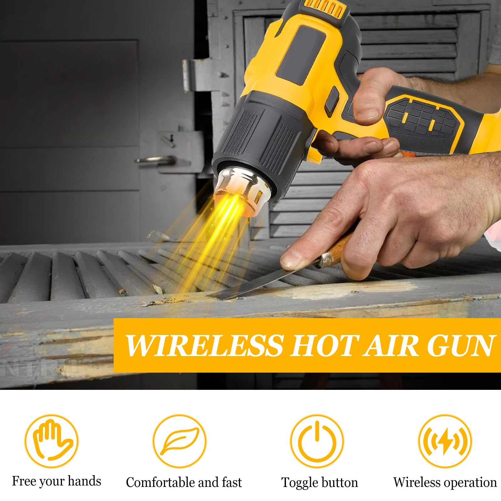 Pistola de calor inalámbrica para batería Makita de 18 V, con pantalla LCD, pistola de calor para soldar, doblar tubos, eliminación de pintura, pistola de calor, máx. 550 °C, con 5 boquillas (sin