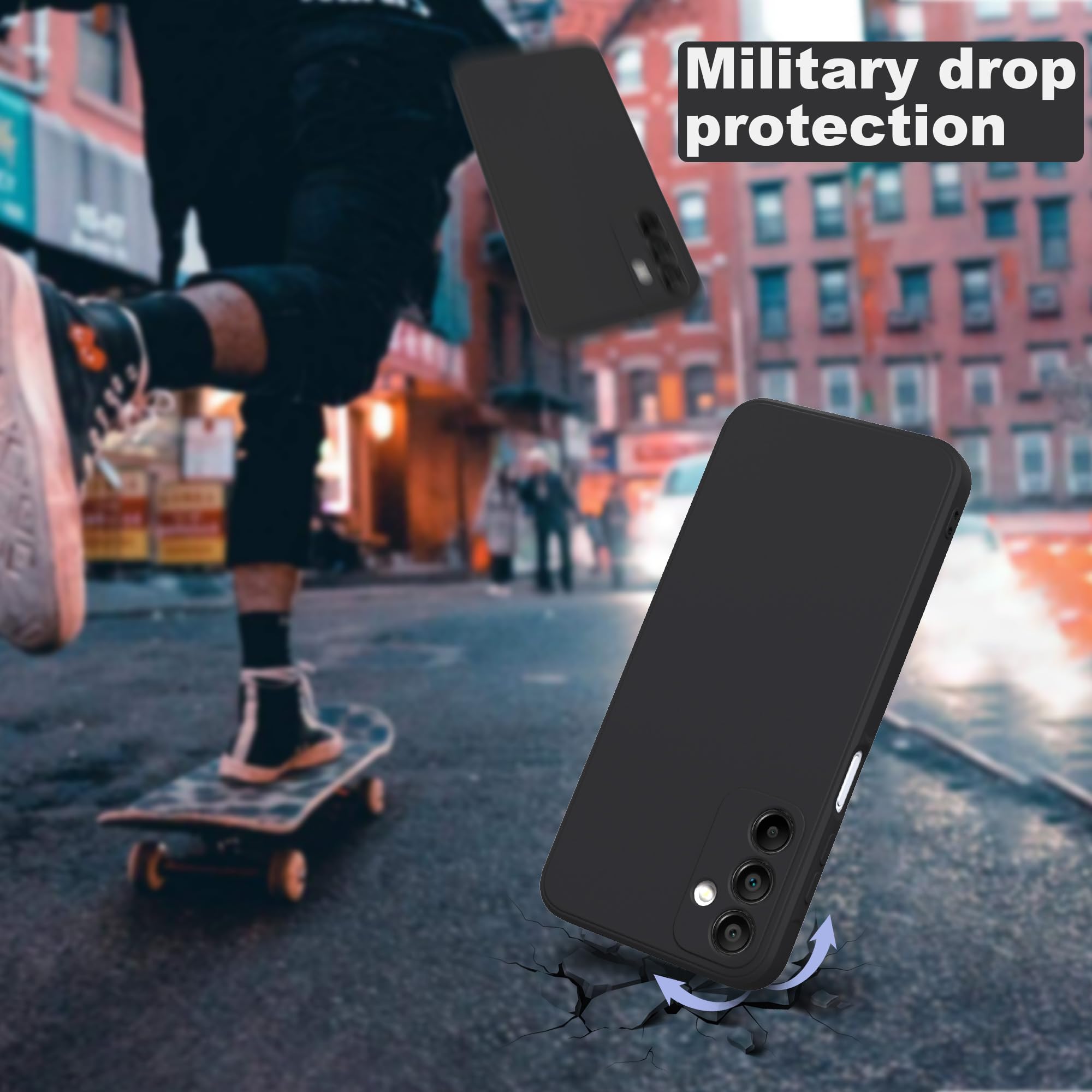 THIYUFUNS Cover per Samsung Galaxy A15 4G / 5G (6.5") con 2 Pezzi HD Vetro Temperato Pellicola Protettiva,Liquid Silicone TPU Custodia 360 Antiurtfio Gradi Cover per Samsung Galaxy A15 - Nero