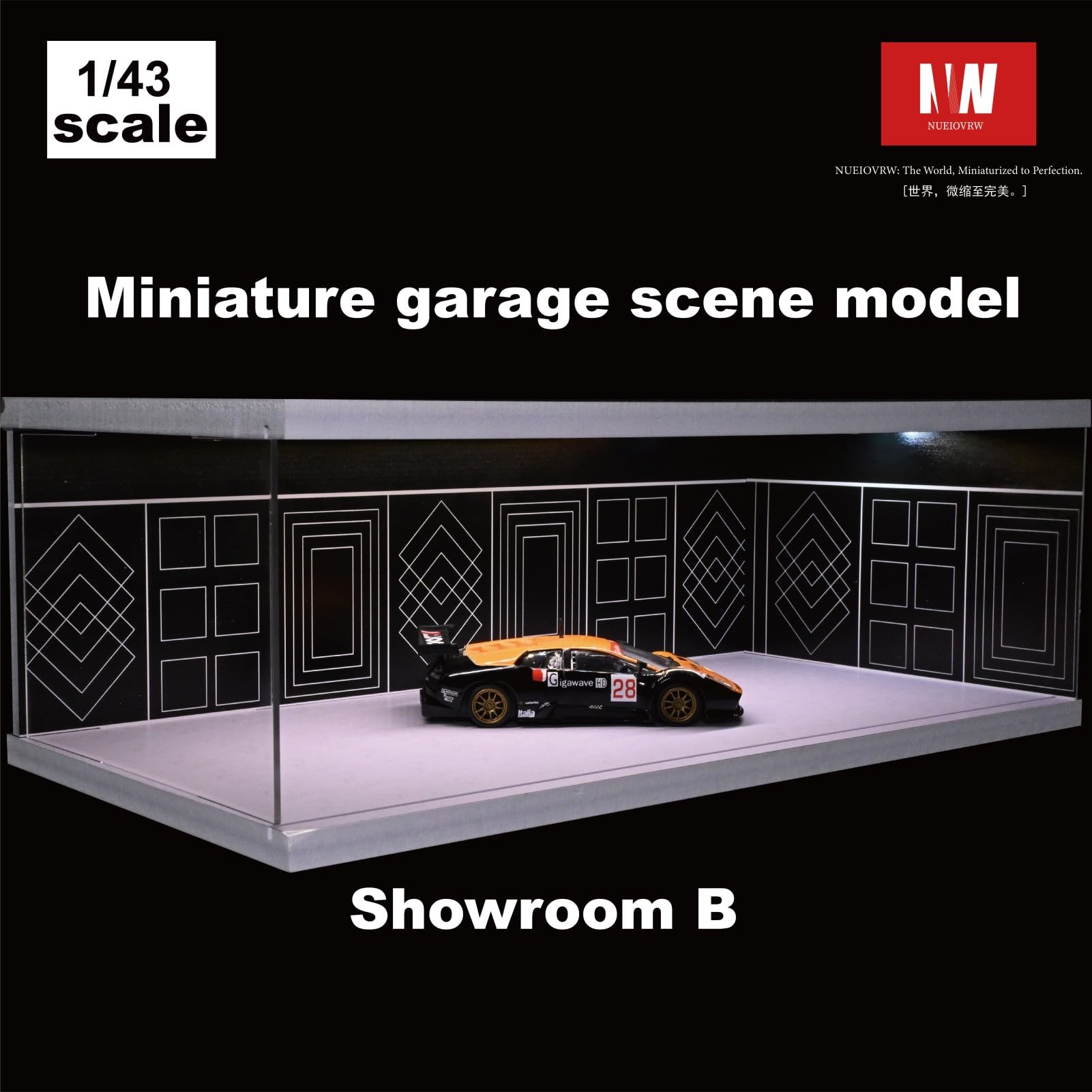 Amazon.co.jp: NUEIOVRW 1/64 1/43 1/18 ジオラマ ガレージ 3色調光LED