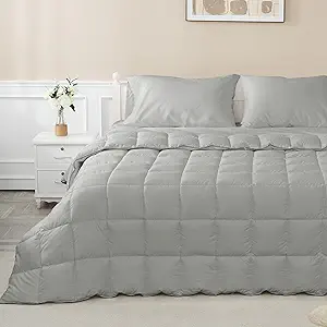 sunflower Comforter Duvet Insert Queen Size Silver Gray Down Alternative Filling Cotton Shell All Season Hypoallergenic Warm Breathable Noiseless Machine Washable with Corner Taps