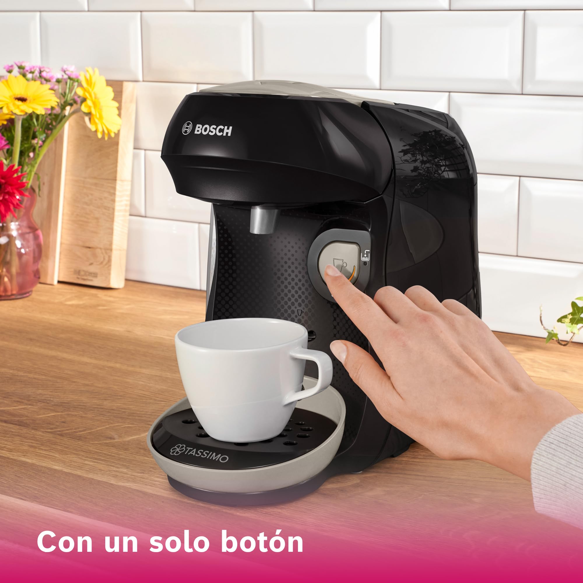 Bosch - Cafetera multibebida Tassimo Happy Friendly, OneTouch, Intellibrew, Beige, TAS109E