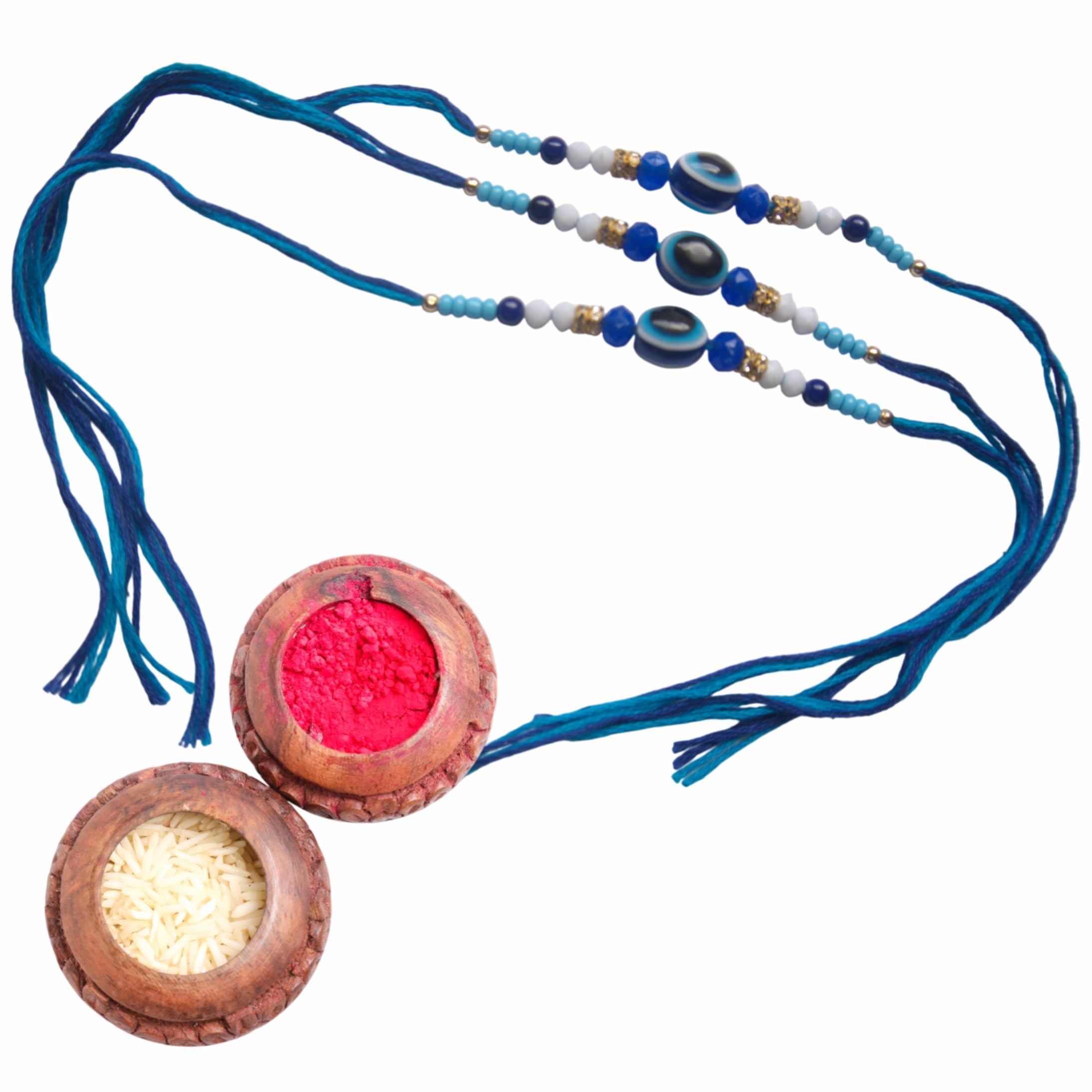 nirmala jewellers Rakshabandhan Evil Eye Designer Rakhi Set of 3 – A Unique Bond of Love & Protection Traditional Rakhi with Evil Eye Charm for Rakshabandhan Pack of 3-picture-12
